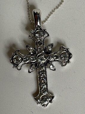 Premier Designs Silver Crystal Cross Pendant Necklace